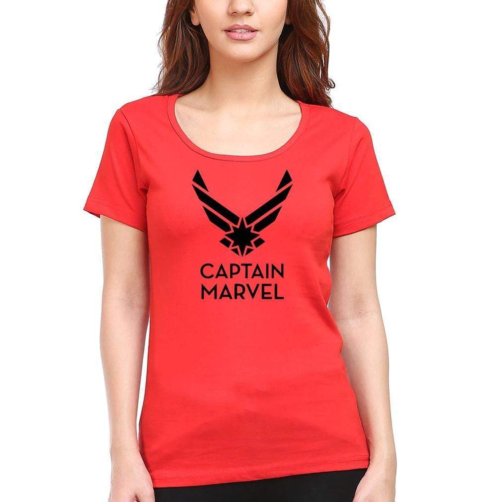 Captain marvel Logo Womens Half Sleeves T-Shirts-FunkyTradition Half Sleeves T-Shirt FunkyTradition