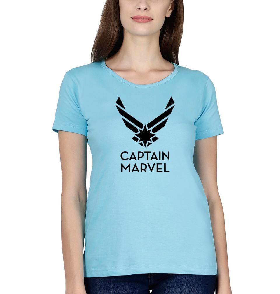 Captain marvel Logo Womens Half Sleeves T-Shirts-FunkyTradition Half Sleeves T-Shirt FunkyTradition