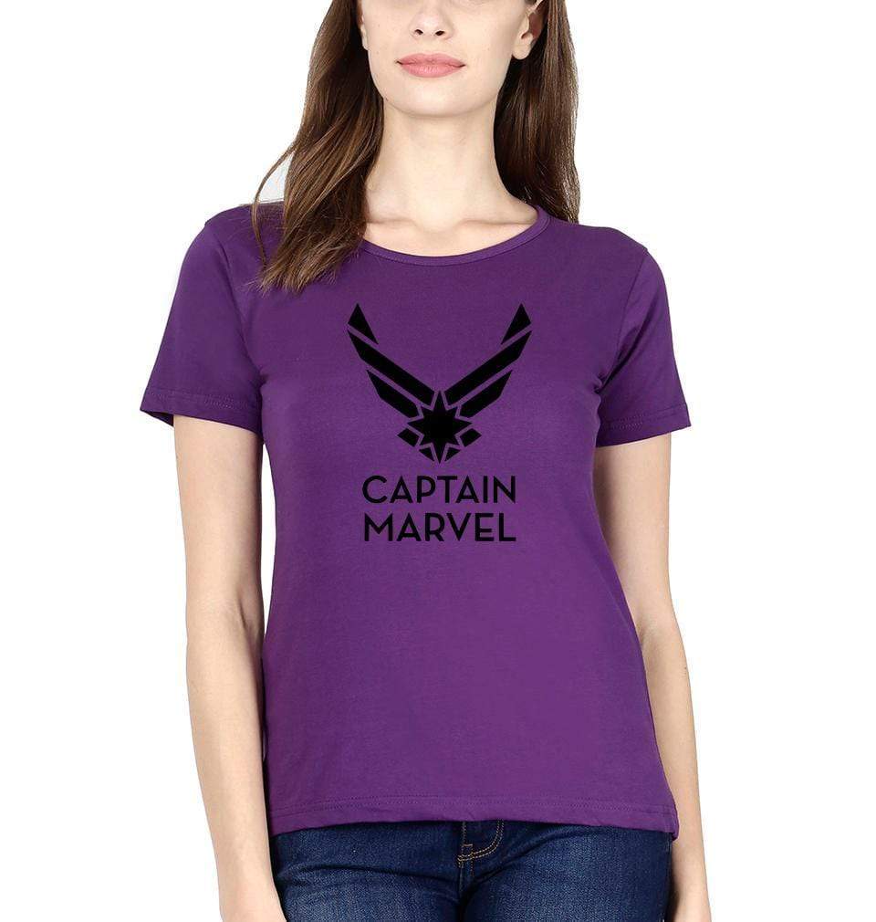 Captain marvel Logo Womens Half Sleeves T-Shirts-FunkyTradition Half Sleeves T-Shirt FunkyTradition