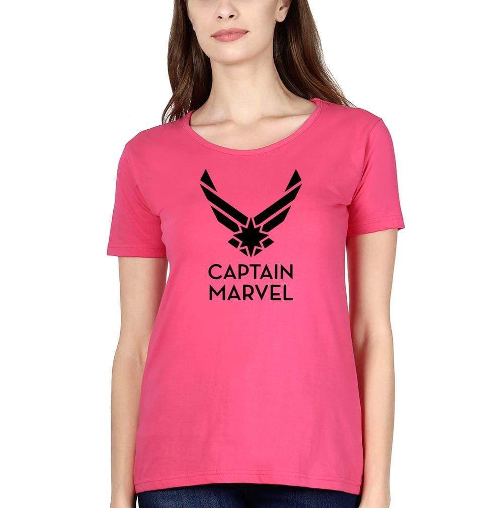 Captain marvel Logo Womens Half Sleeves T-Shirts-FunkyTradition Half Sleeves T-Shirt FunkyTradition