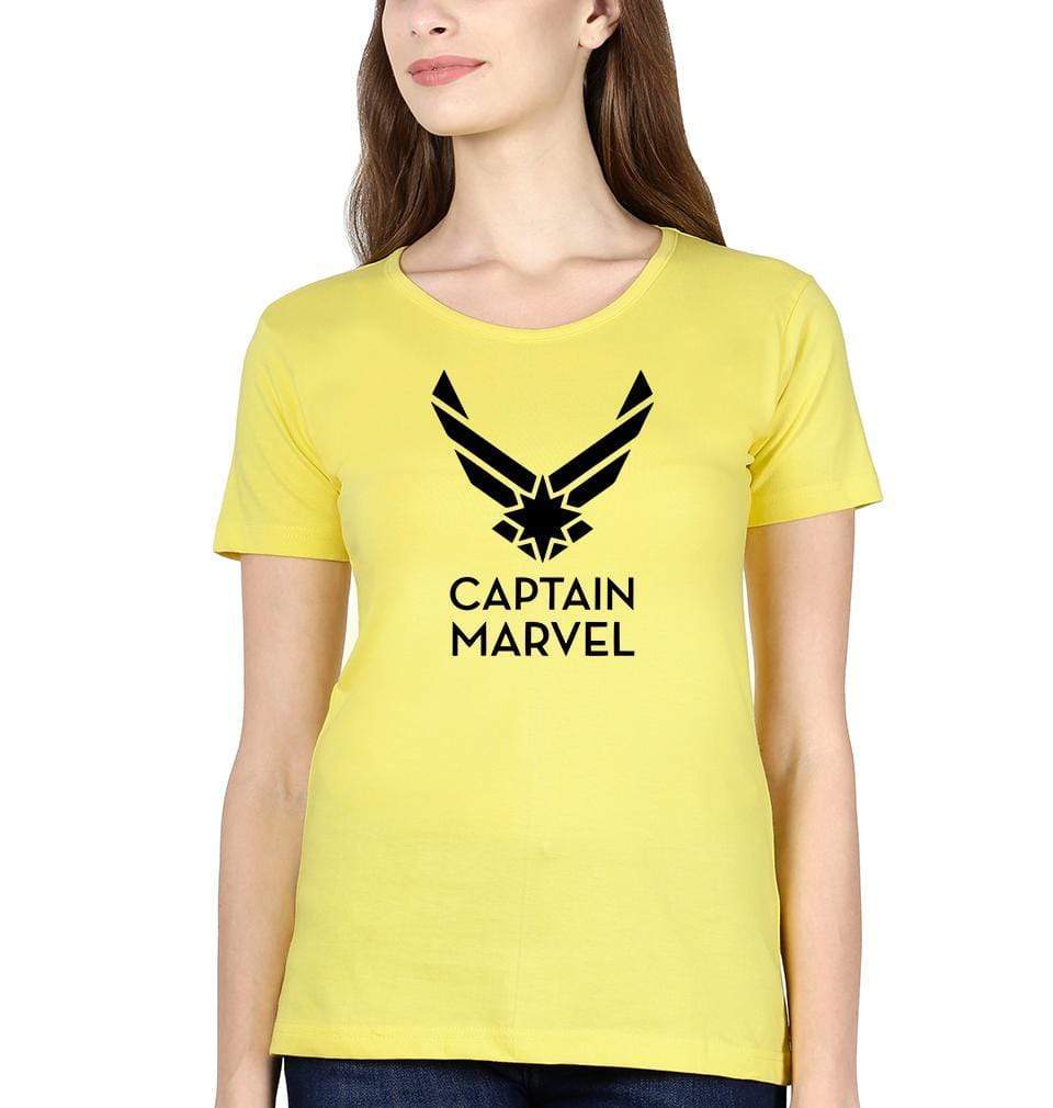 Captain marvel Logo Womens Half Sleeves T-Shirts-FunkyTradition Half Sleeves T-Shirt FunkyTradition