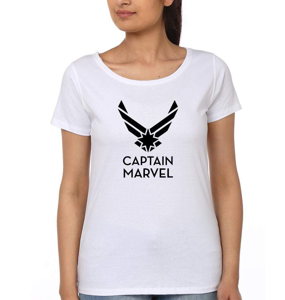 Captain marvel Logo Womens Half Sleeves T-Shirts-FunkyTradition Half Sleeves T-Shirt FunkyTradition