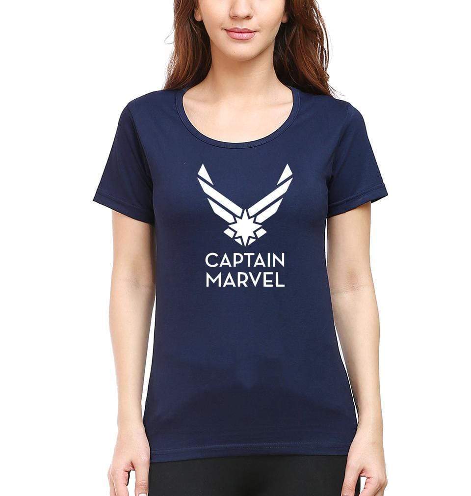 Captain marvel Logo Womens Half Sleeves T-Shirts-FunkyTradition Half Sleeves T-Shirt FunkyTradition