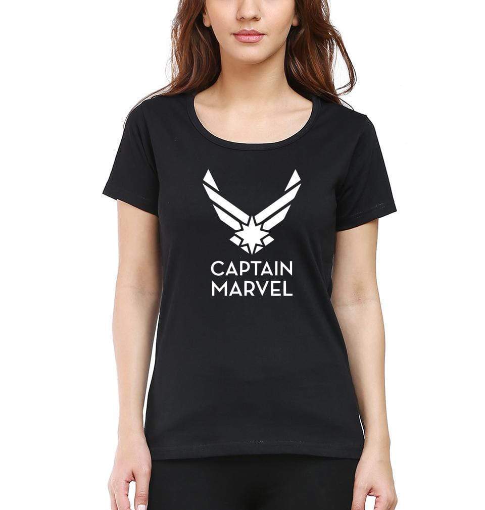 Captain marvel Logo Womens Half Sleeves T-Shirts-FunkyTradition Half Sleeves T-Shirt FunkyTradition