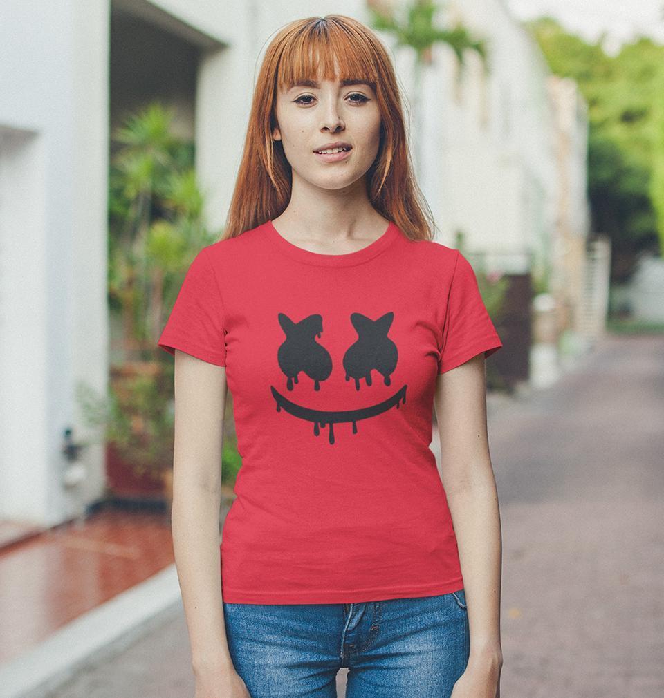 Captain marvel Logo Womens Half Sleeves T-Shirts-FunkyTradition Half Sleeves T-Shirt FunkyTradition