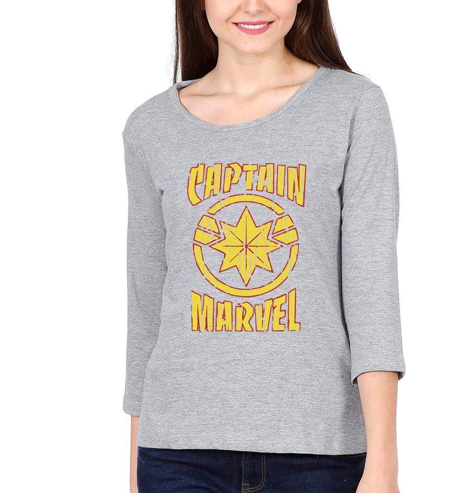 Captain Marvel Womens Full Sleeves T-Shirts-FunkyTradition Half Sleeves T-Shirt FunkyTradition