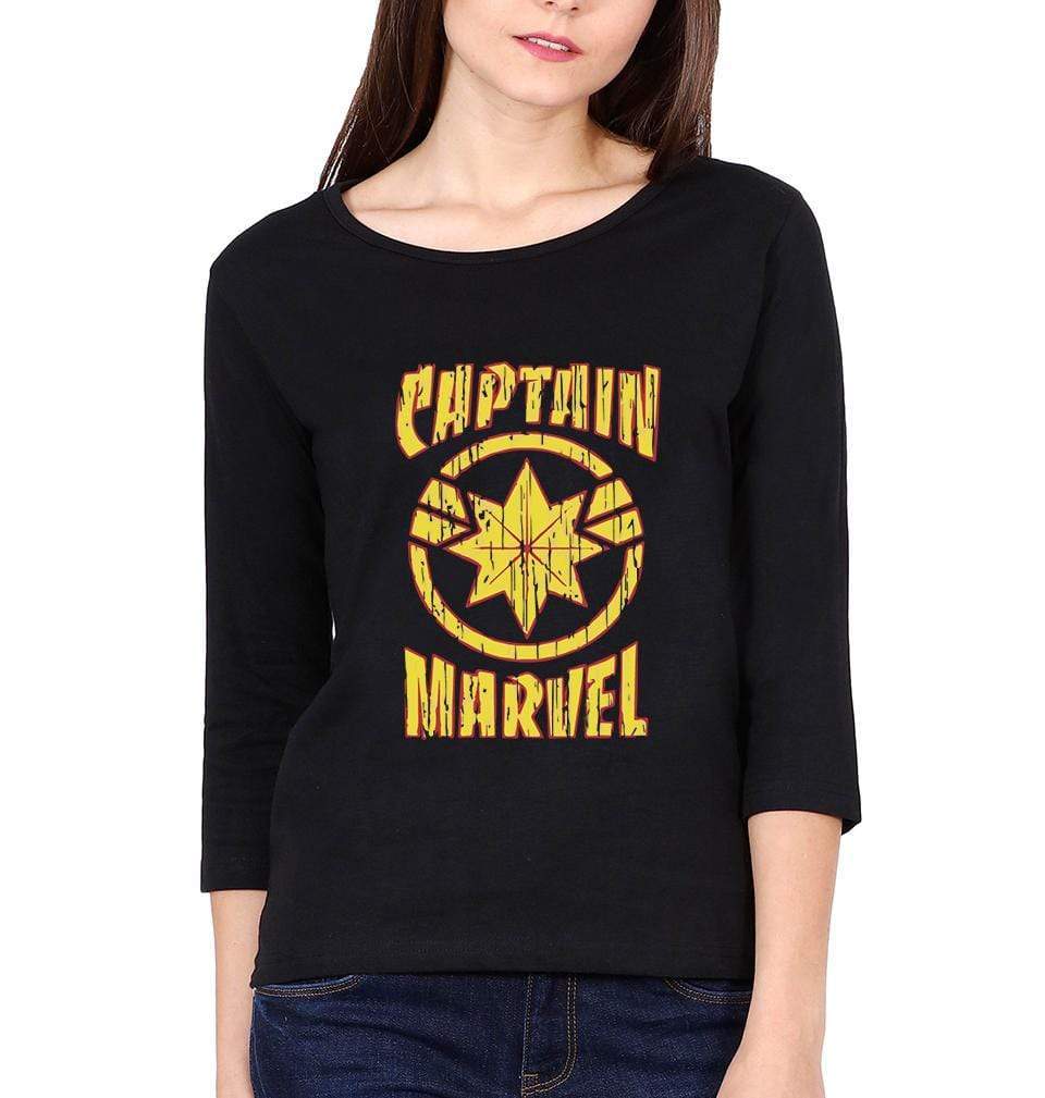 Captain Marvel Womens Full Sleeves T-Shirts-FunkyTradition Half Sleeves T-Shirt FunkyTradition