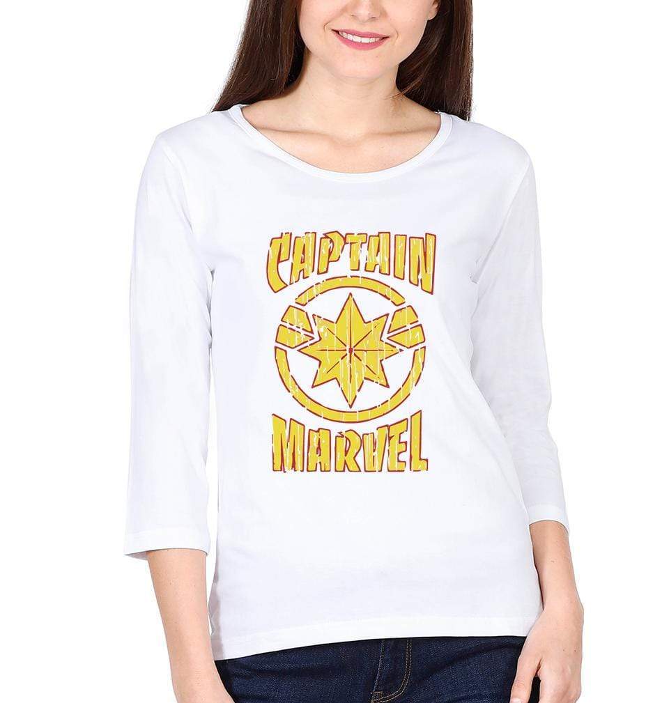 Captain Marvel Womens Full Sleeves T-Shirts-FunkyTradition Half Sleeves T-Shirt FunkyTradition