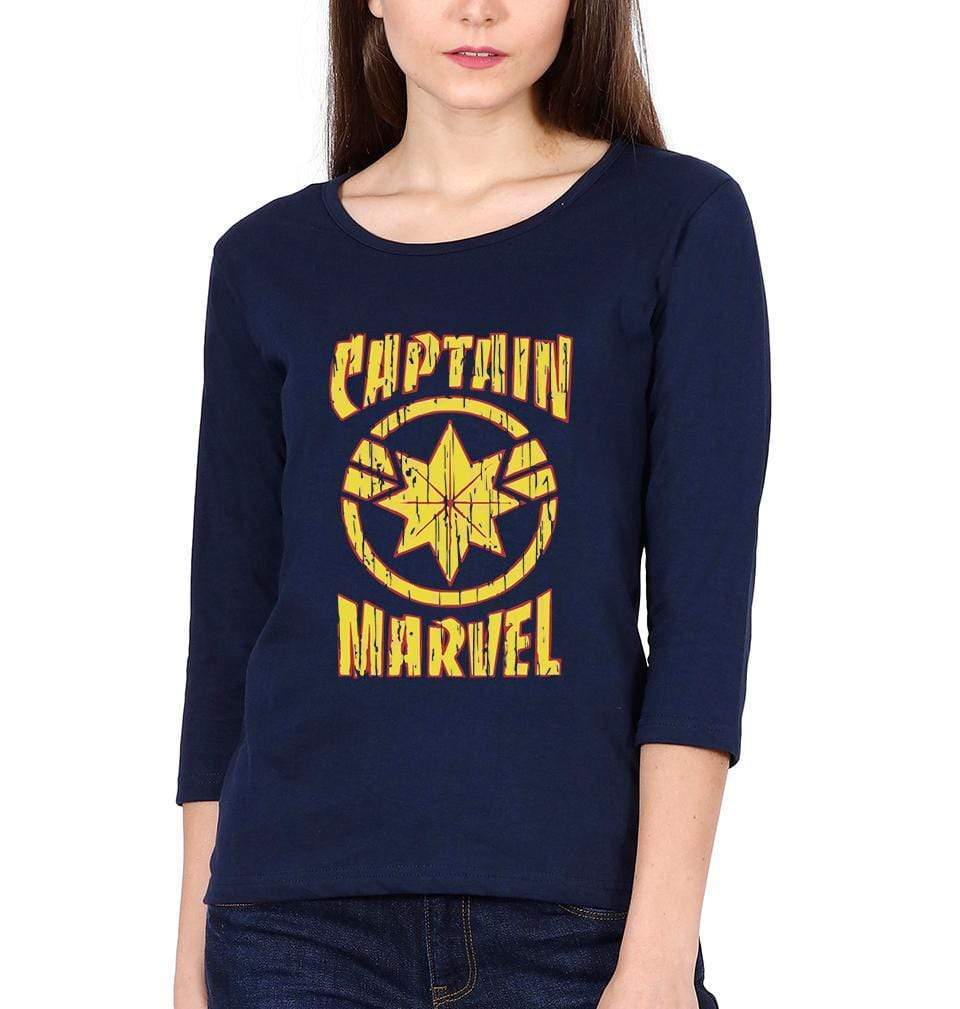 Captain Marvel Womens Full Sleeves T-Shirts-FunkyTradition Half Sleeves T-Shirt FunkyTradition
