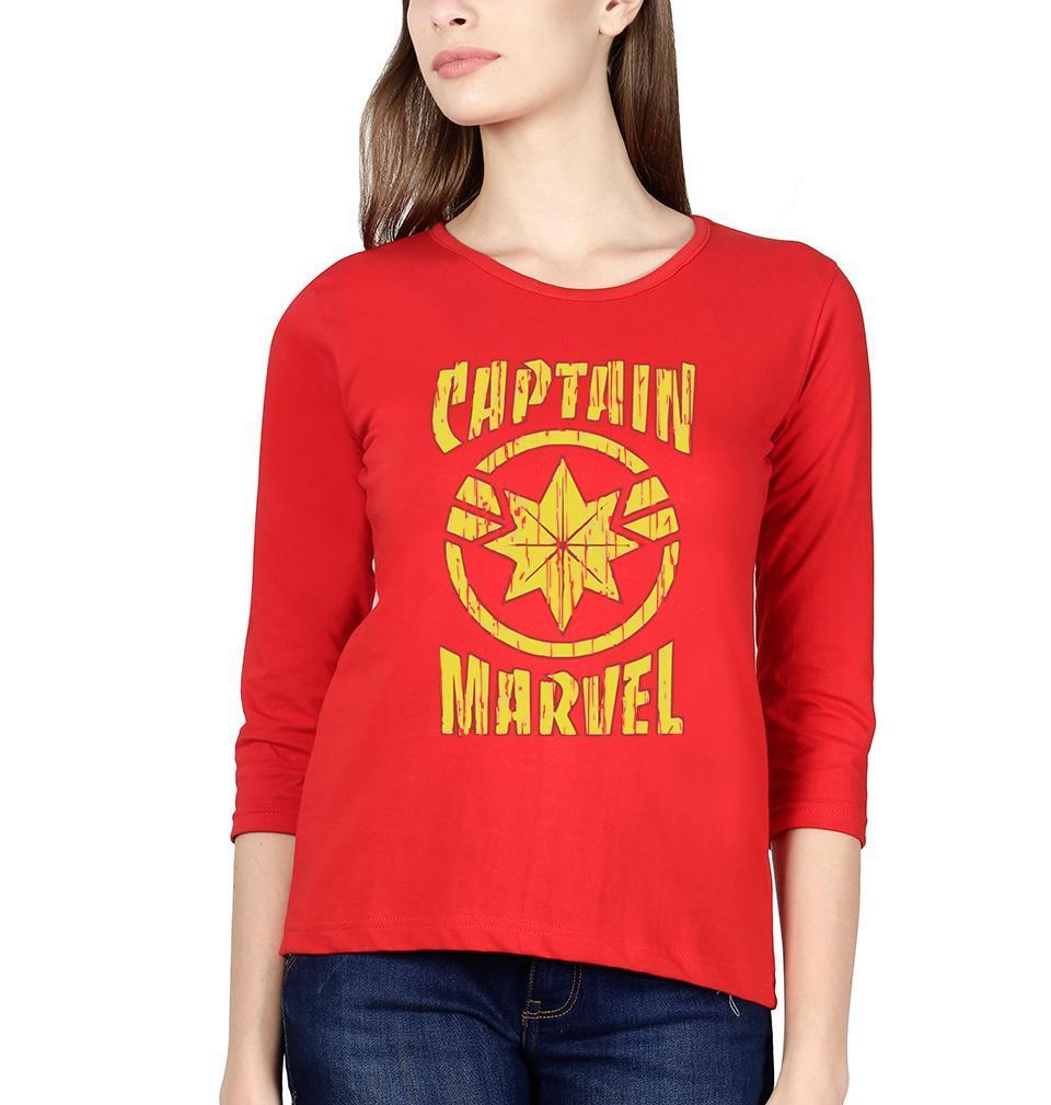 Captain Marvel Womens Full Sleeves T-Shirts-FunkyTradition Half Sleeves T-Shirt FunkyTradition
