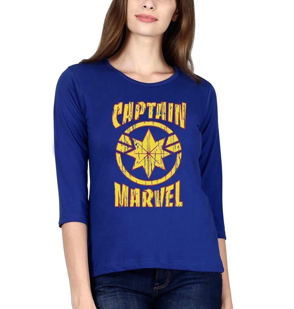 Captain Marvel Womens Full Sleeves T-Shirts-FunkyTradition Half Sleeves T-Shirt FunkyTradition