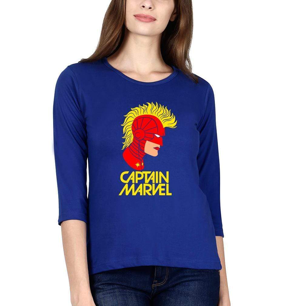Captain Marvel Womens Full Sleeves T-Shirts-FunkyTradition Half Sleeves T-Shirt FunkyTradition