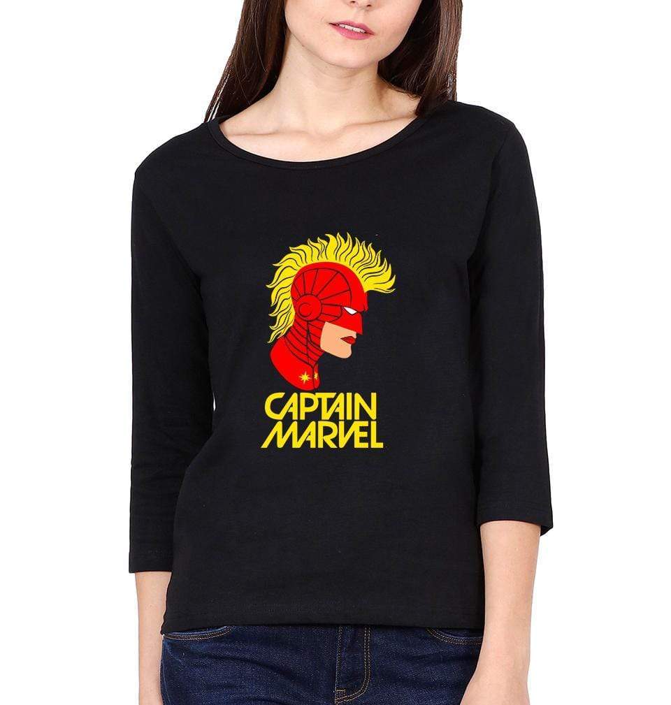 Captain Marvel Womens Full Sleeves T-Shirts-FunkyTradition Half Sleeves T-Shirt FunkyTradition