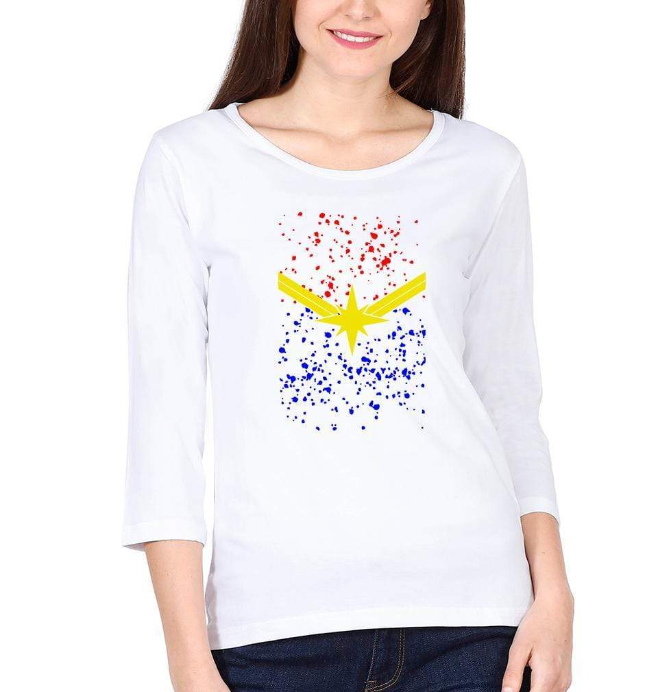 Captain Marvel Womens Full Sleeves T-Shirts-FunkyTradition Half Sleeves T-Shirt FunkyTradition