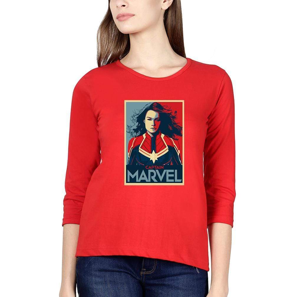 Captain Marvel Womens Full Sleeves T-Shirts-FunkyTradition Half Sleeves T-Shirt FunkyTradition