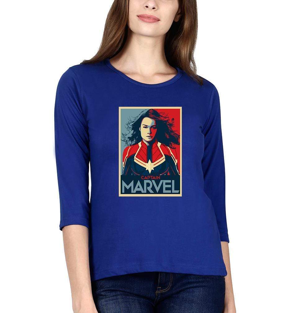 Captain Marvel Womens Full Sleeves T-Shirts-FunkyTradition Half Sleeves T-Shirt FunkyTradition