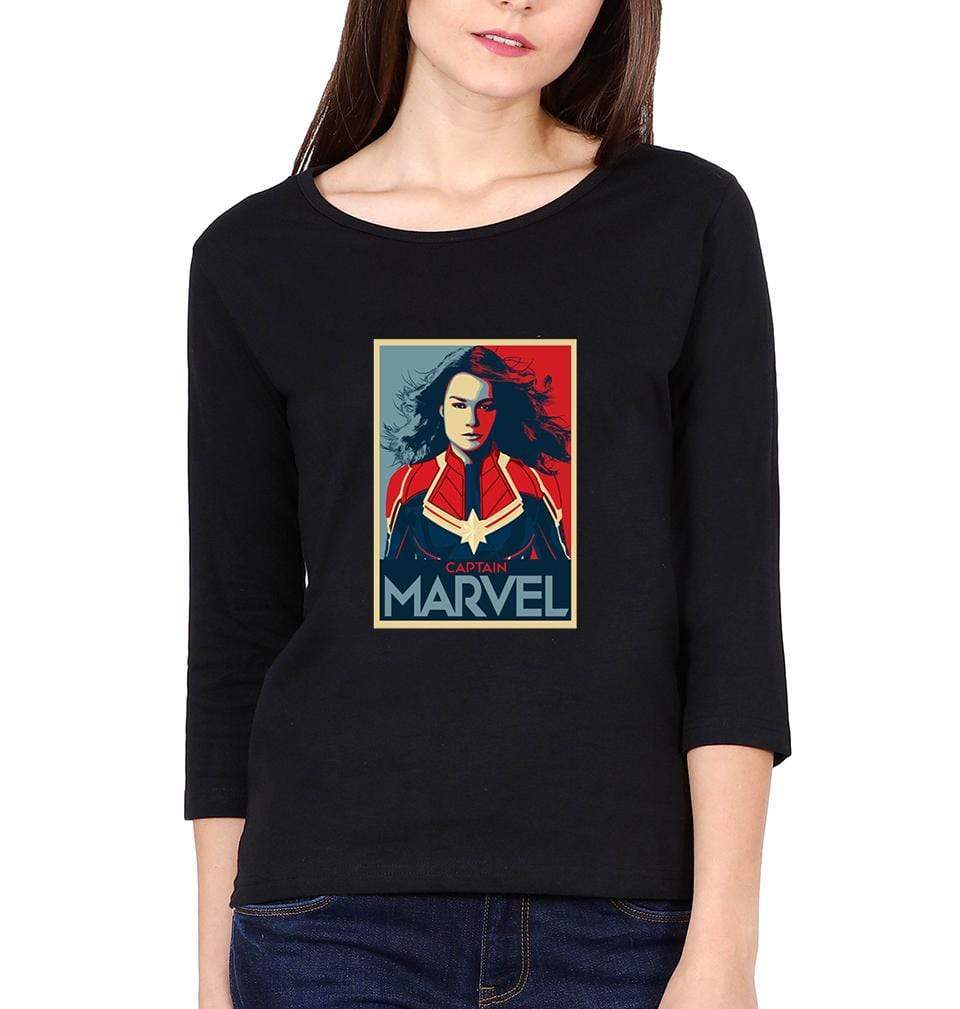 Captain Marvel Womens Full Sleeves T-Shirts-FunkyTradition Half Sleeves T-Shirt FunkyTradition