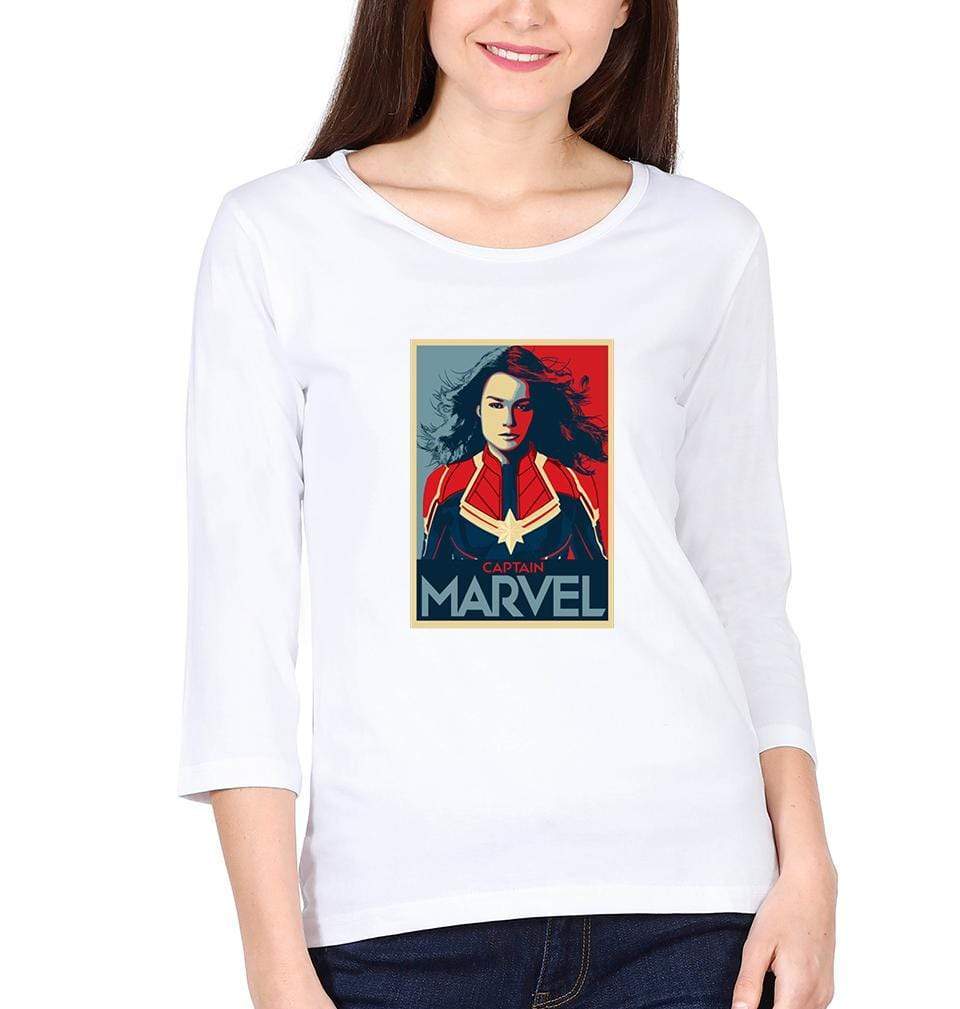 Captain Marvel Womens Full Sleeves T-Shirts-FunkyTradition Half Sleeves T-Shirt FunkyTradition