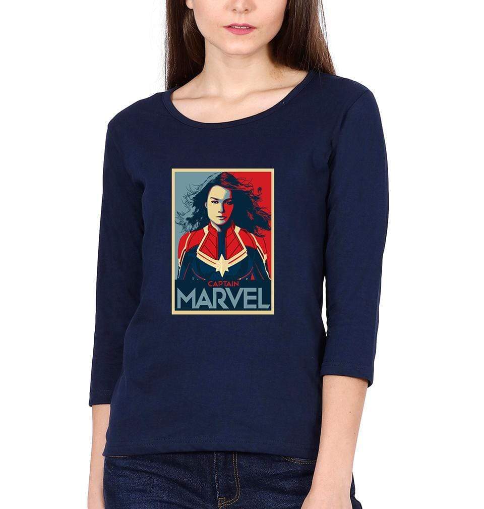 Captain Marvel Womens Full Sleeves T-Shirts-FunkyTradition Half Sleeves T-Shirt FunkyTradition