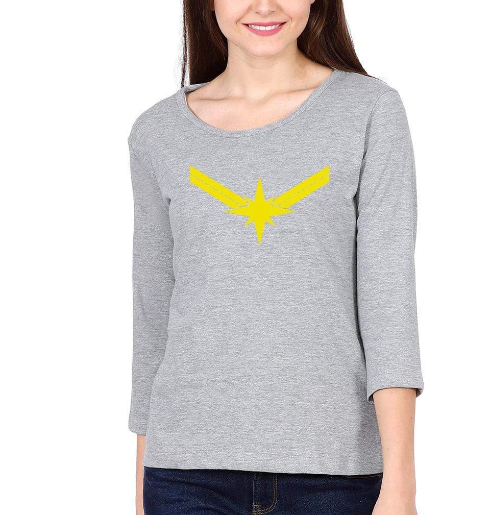 Captain Marvel Womens Full Sleeves T-Shirts-FunkyTradition Half Sleeves T-Shirt FunkyTradition