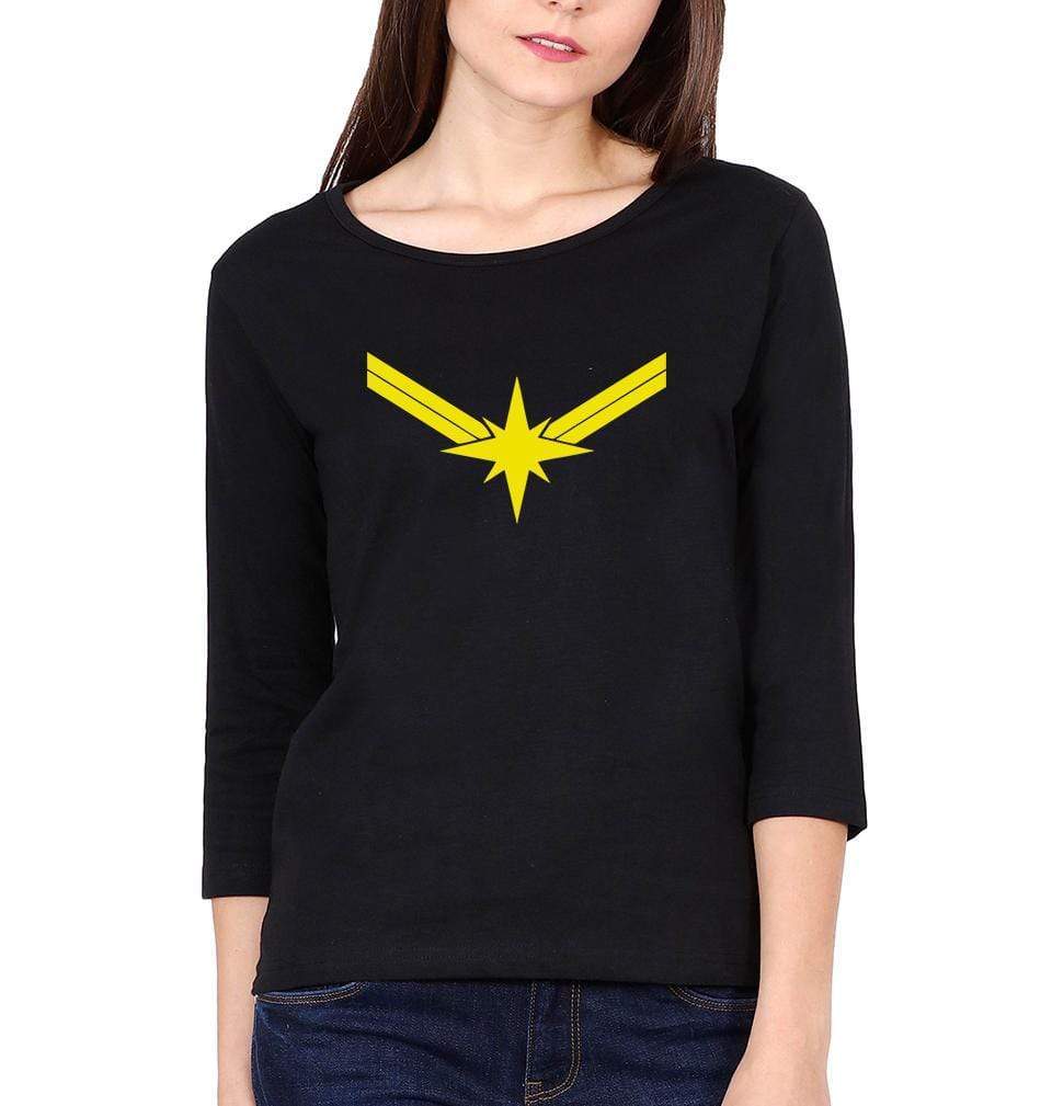 Captain Marvel Womens Full Sleeves T-Shirts-FunkyTradition Half Sleeves T-Shirt FunkyTradition