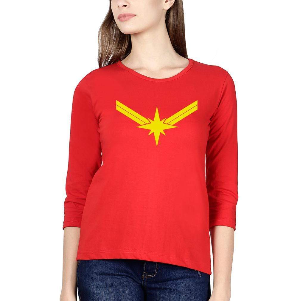Captain Marvel Womens Full Sleeves T-Shirts-FunkyTradition Half Sleeves T-Shirt FunkyTradition