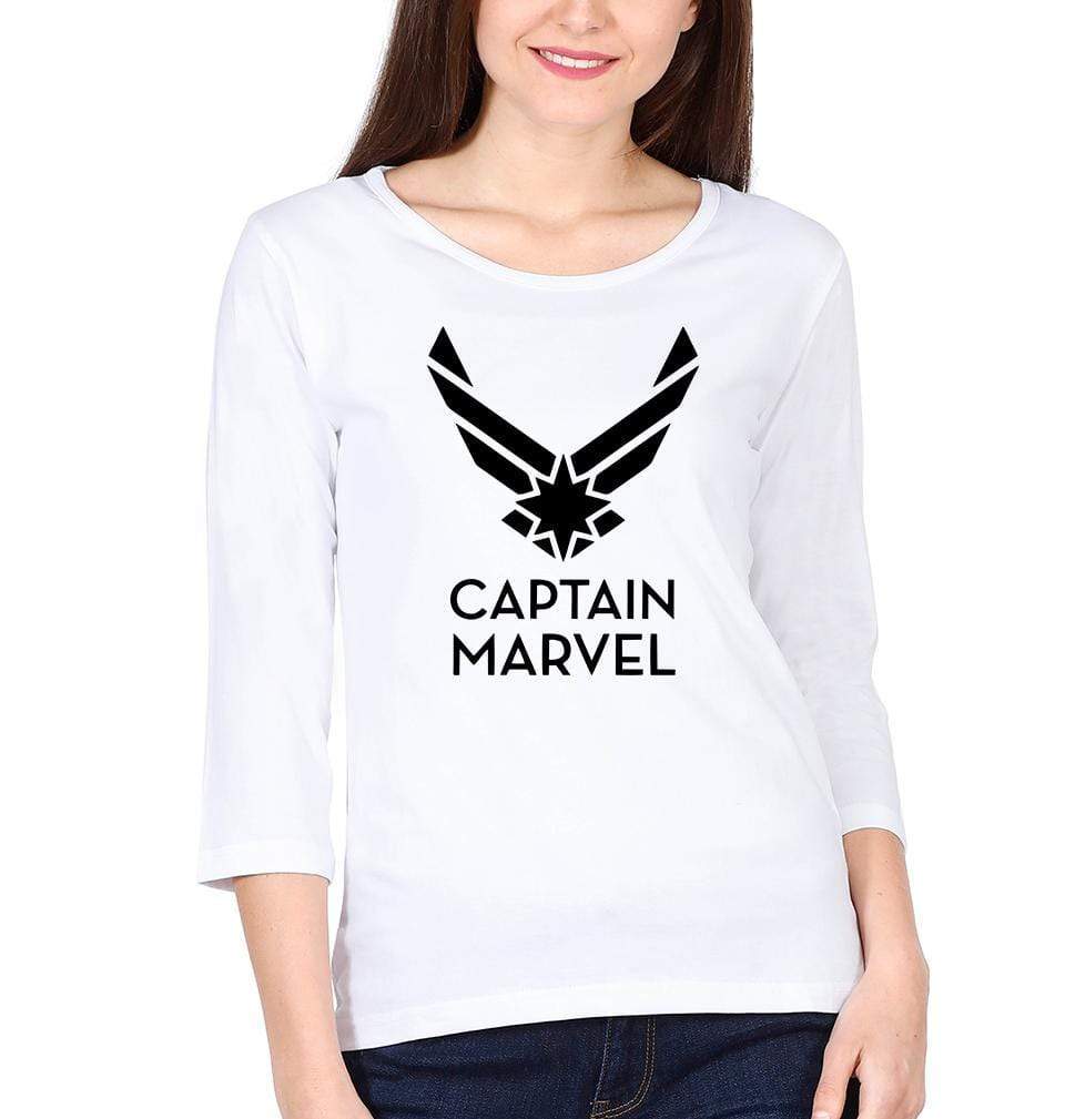 Captain Marvel Womens Full Sleeves T-Shirts-FunkyTradition Half Sleeves T-Shirt FunkyTradition