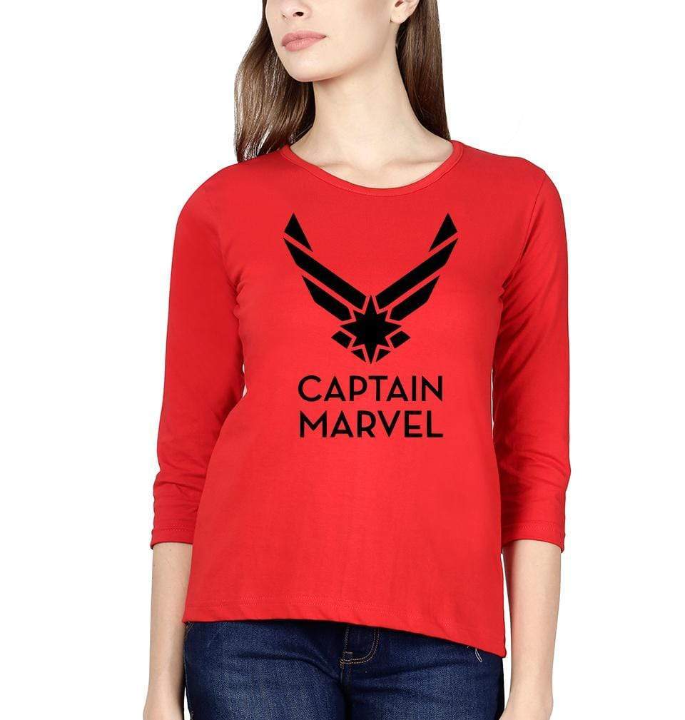 Captain Marvel Womens Full Sleeves T-Shirts-FunkyTradition Half Sleeves T-Shirt FunkyTradition