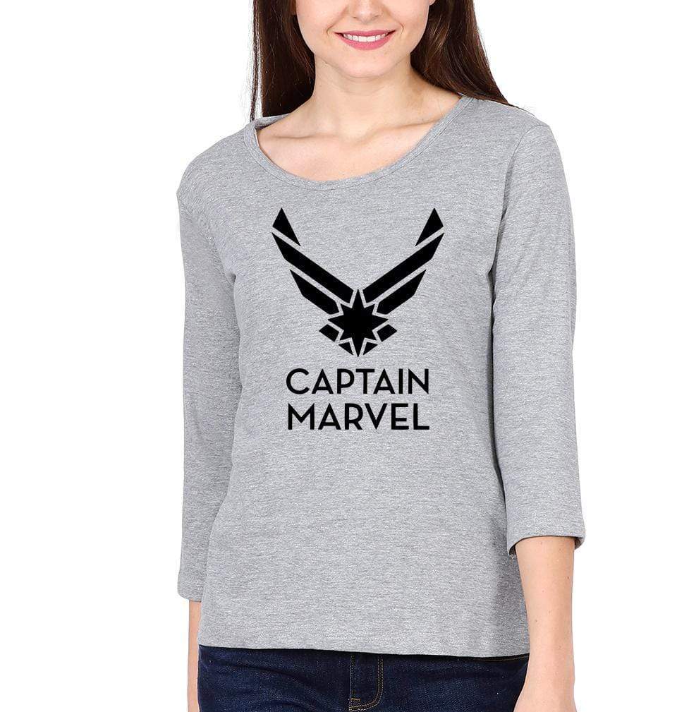 Captain Marvel Womens Full Sleeves T-Shirts-FunkyTradition Half Sleeves T-Shirt FunkyTradition