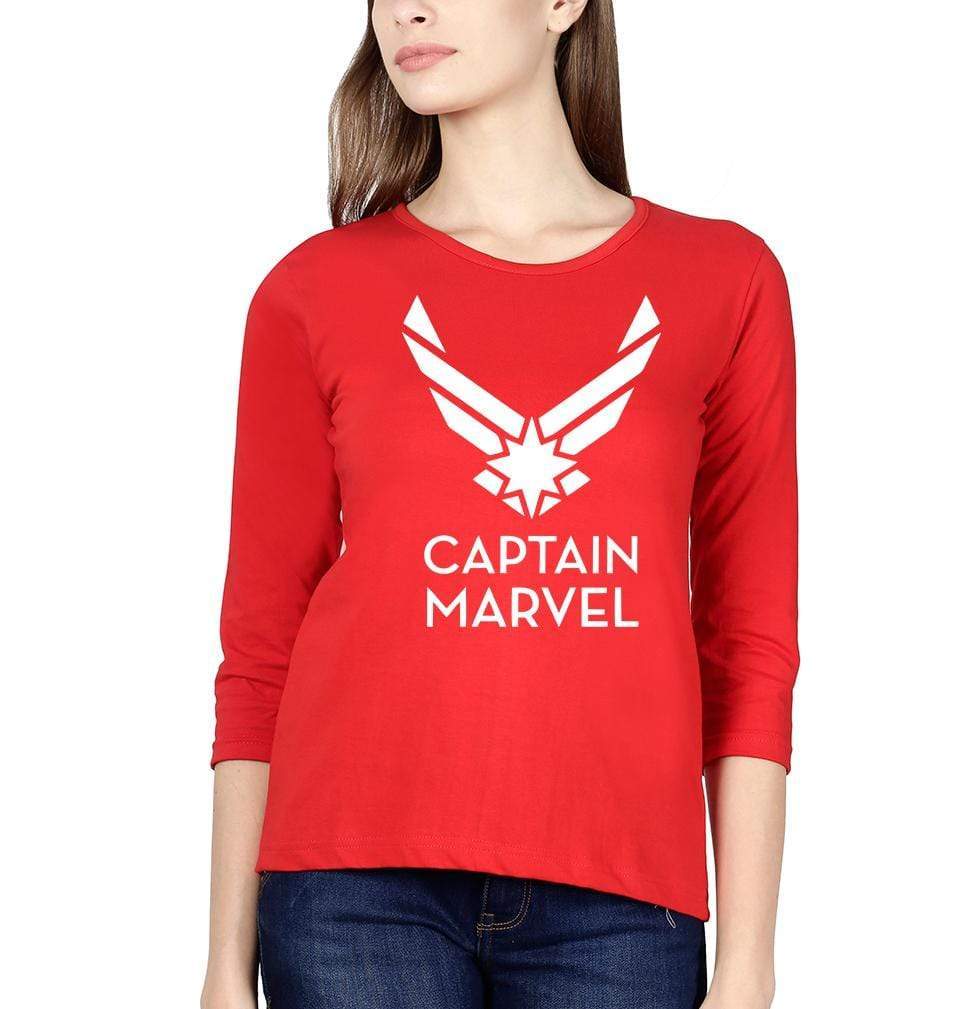 Captain Marvel Womens Full Sleeves T-Shirts-FunkyTradition Half Sleeves T-Shirt FunkyTradition