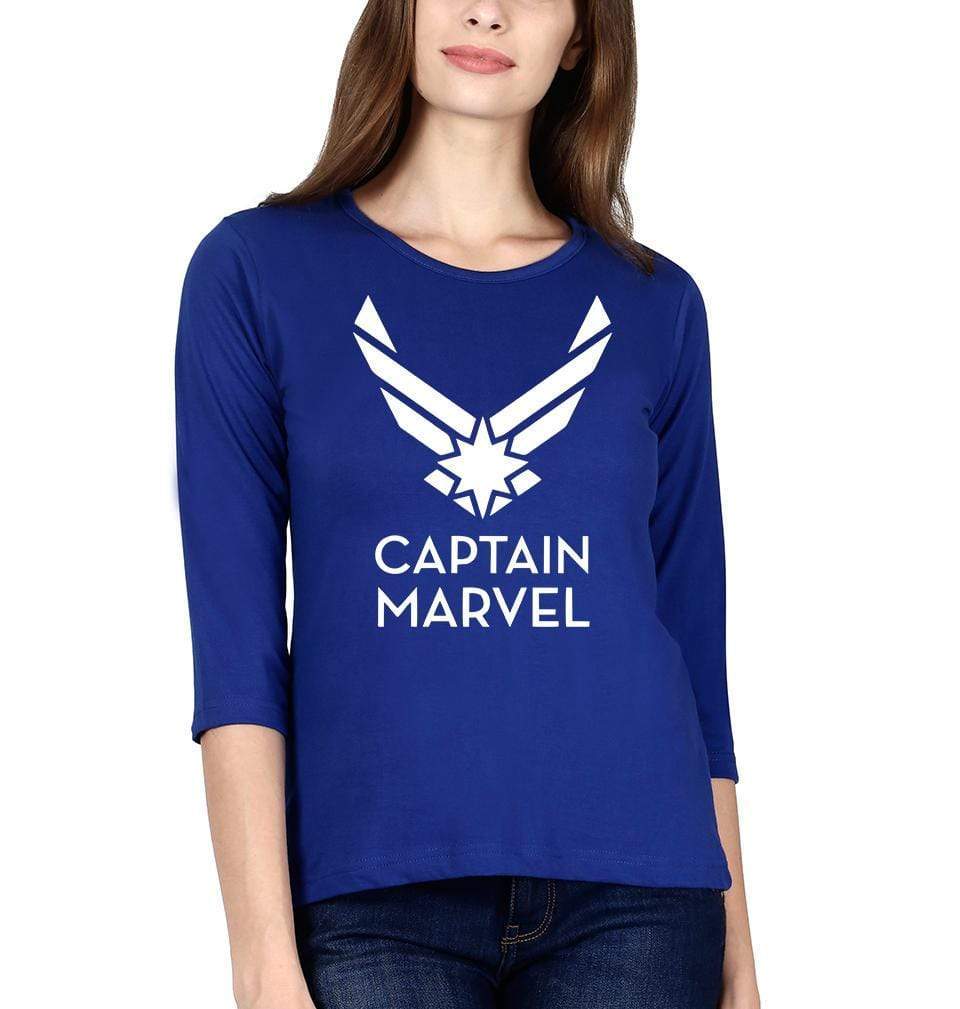 Captain Marvel Womens Full Sleeves T-Shirts-FunkyTradition Half Sleeves T-Shirt FunkyTradition
