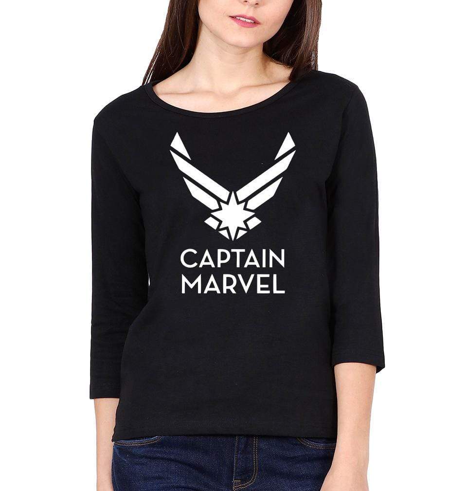 Captain Marvel Womens Full Sleeves T-Shirts-FunkyTradition Half Sleeves T-Shirt FunkyTradition