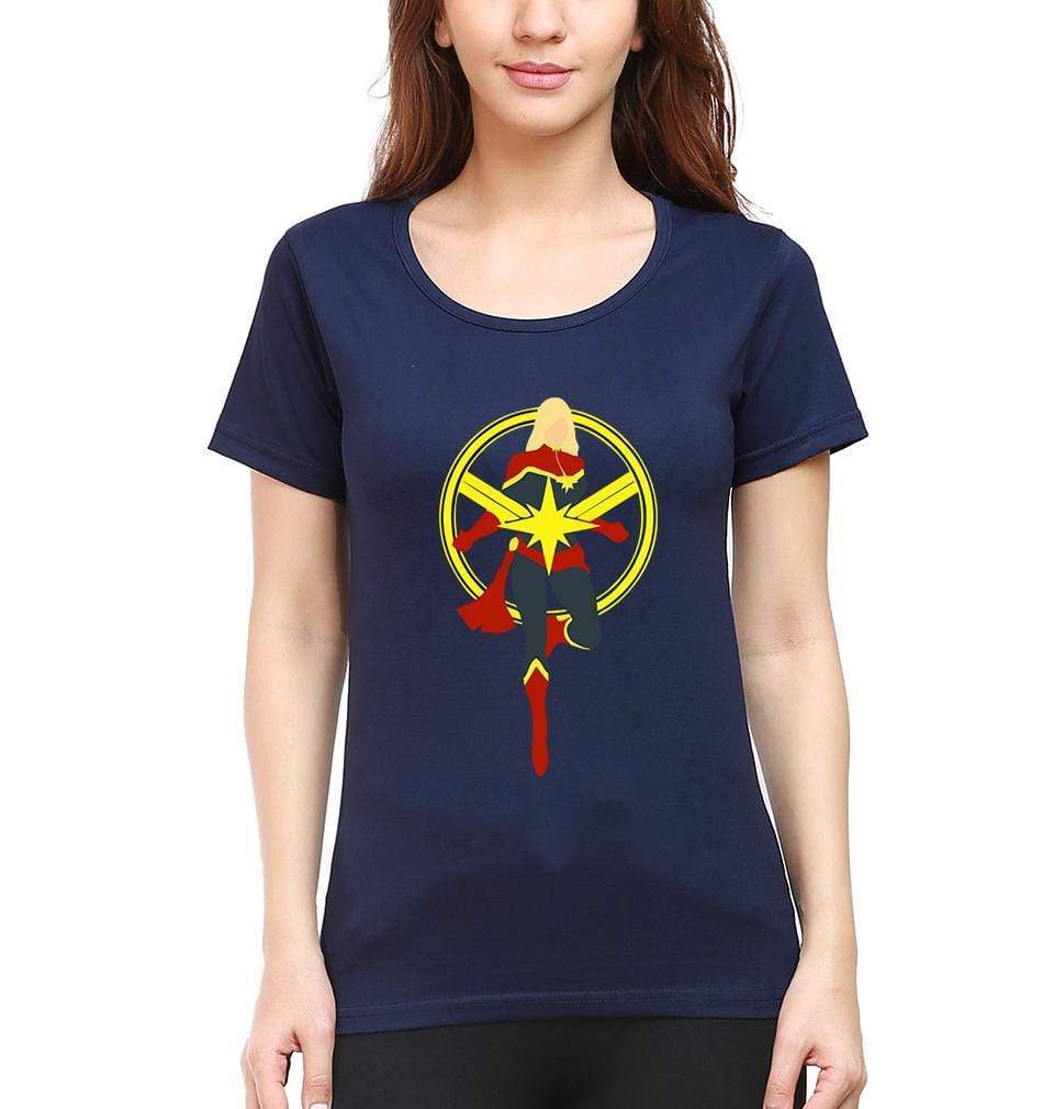 Captain marvel Womens Half Sleeves T-Shirts-FunkyTradition Half Sleeves T-Shirt FunkyTradition