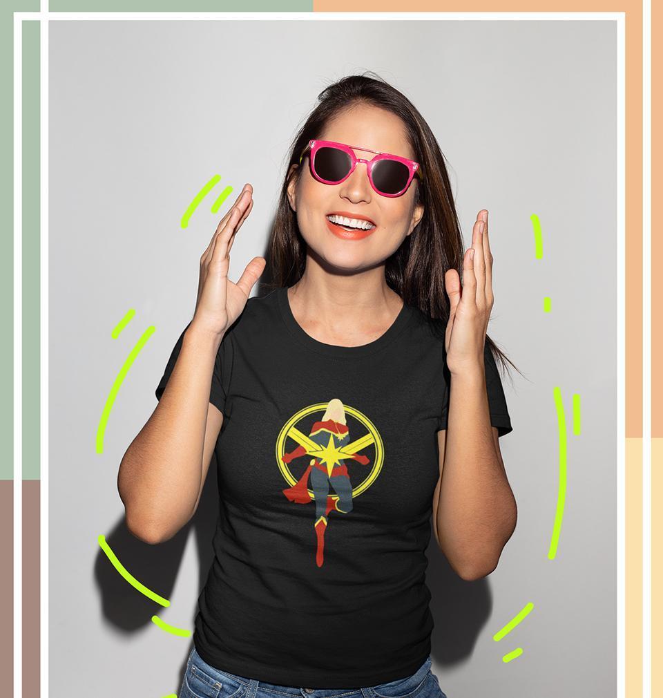 Captain marvel Womens Half Sleeves T-Shirts-FunkyTradition Half Sleeves T-Shirt FunkyTradition