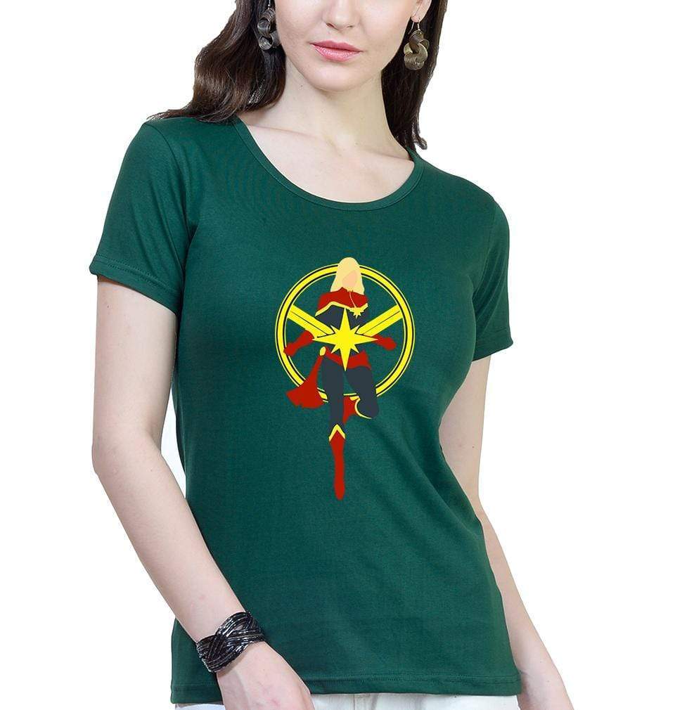 Captain marvel Womens Half Sleeves T-Shirts-FunkyTradition Half Sleeves T-Shirt FunkyTradition