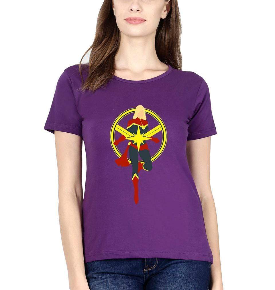 Captain marvel Womens Half Sleeves T-Shirts-FunkyTradition Half Sleeves T-Shirt FunkyTradition