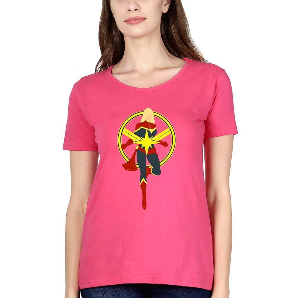 Captain marvel Womens Half Sleeves T-Shirts-FunkyTradition Half Sleeves T-Shirt FunkyTradition