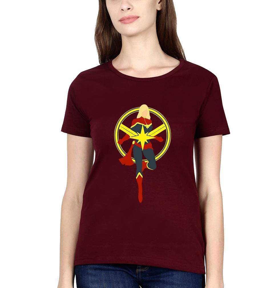 Captain marvel Womens Half Sleeves T-Shirts-FunkyTradition Half Sleeves T-Shirt FunkyTradition