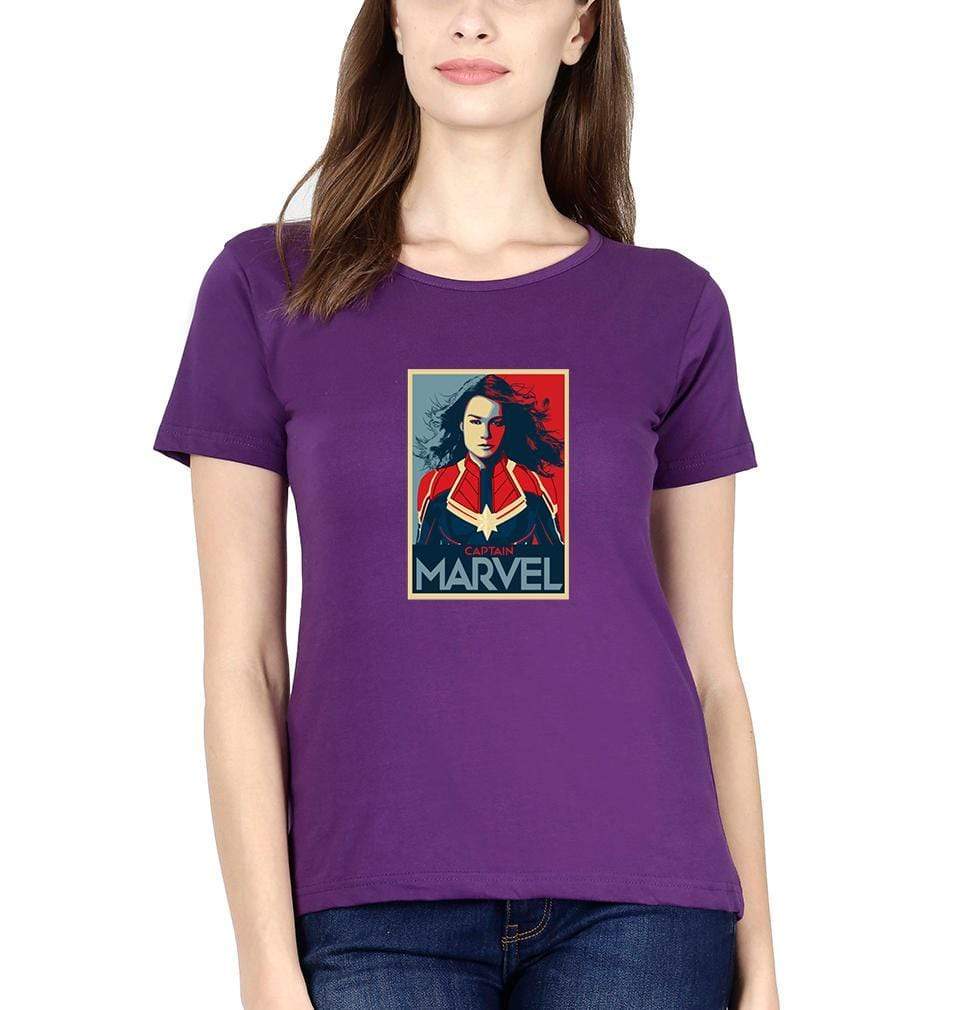 Captain marvel Womens Half Sleeves T-Shirts-FunkyTradition Half Sleeves T-Shirt FunkyTradition