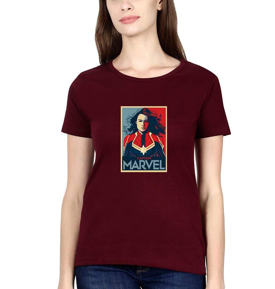 Captain marvel Womens Half Sleeves T-Shirts-FunkyTradition Half Sleeves T-Shirt FunkyTradition