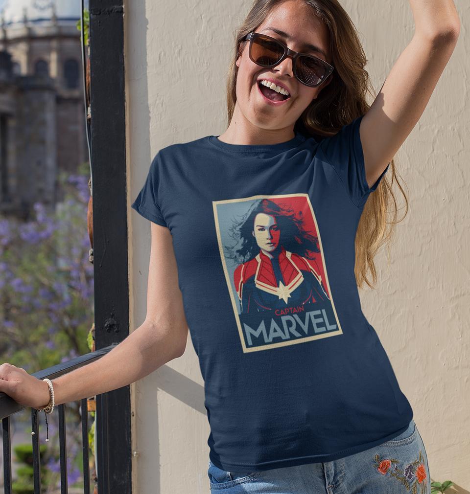Captain marvel Womens Half Sleeves T-Shirts-FunkyTradition Half Sleeves T-Shirt FunkyTradition