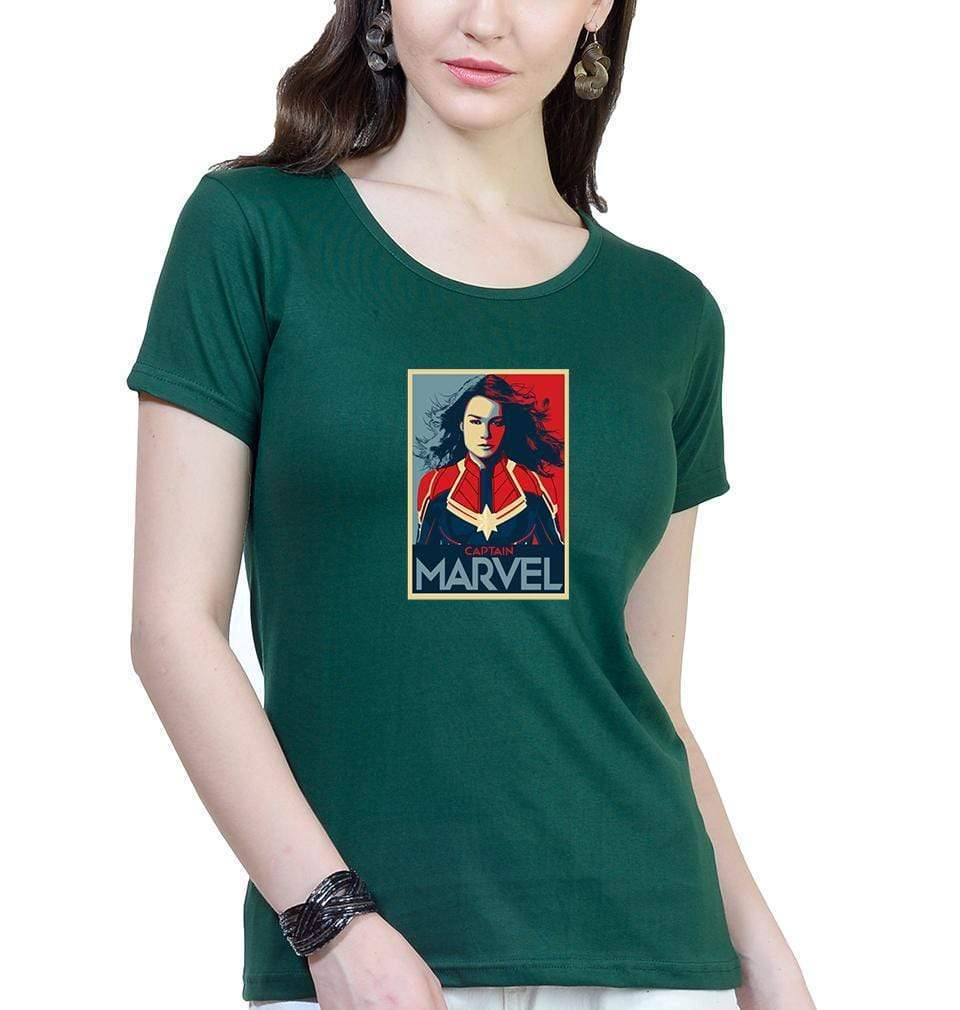 Captain marvel Womens Half Sleeves T-Shirts-FunkyTradition Half Sleeves T-Shirt FunkyTradition