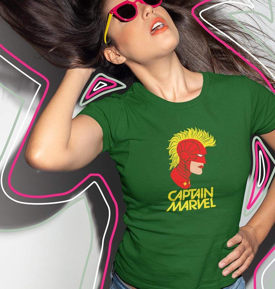 Captain marvel Womens Half Sleeves T-Shirts-FunkyTradition Half Sleeves T-Shirt FunkyTradition