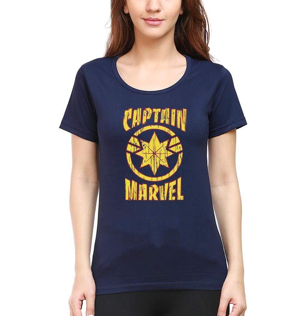 Captain marvel Womens Half Sleeves T-Shirts-FunkyTradition Half Sleeves T-Shirt FunkyTradition