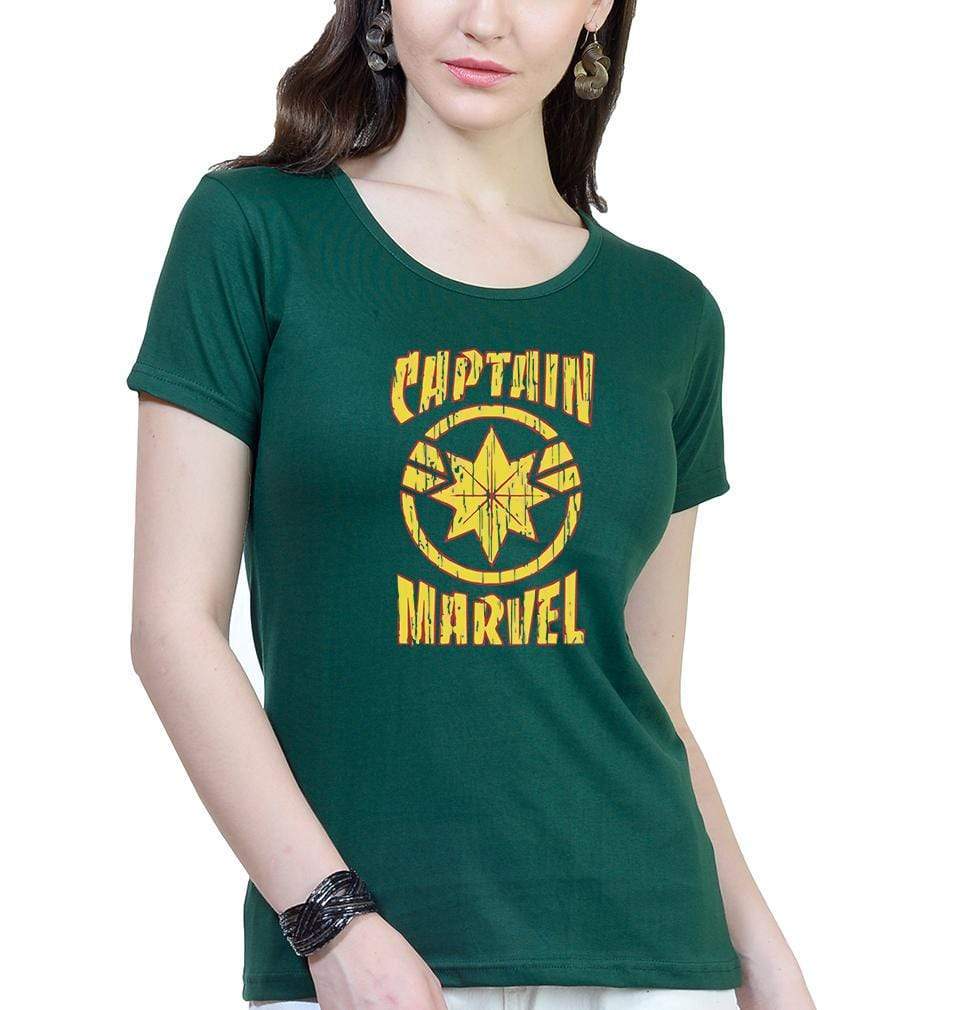 Captain marvel Womens Half Sleeves T-Shirts-FunkyTradition Half Sleeves T-Shirt FunkyTradition