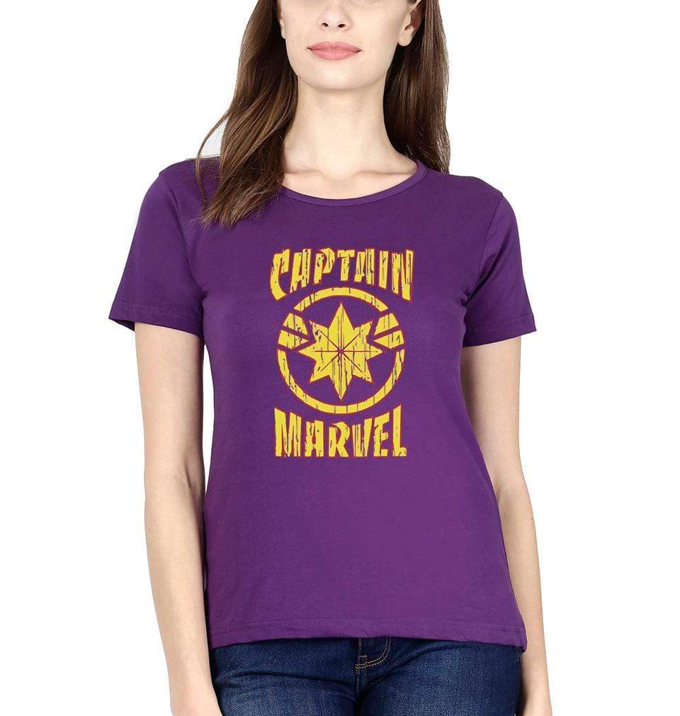 Captain marvel Womens Half Sleeves T-Shirts-FunkyTradition Half Sleeves T-Shirt FunkyTradition