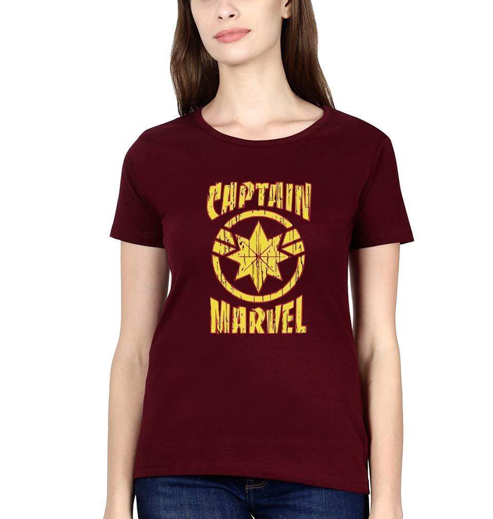 Captain marvel Womens Half Sleeves T-Shirts-FunkyTradition Half Sleeves T-Shirt FunkyTradition
