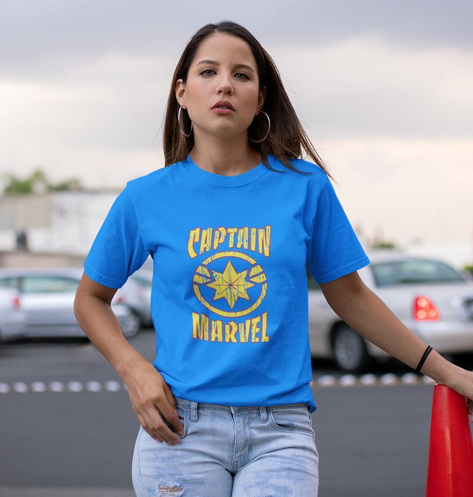 Captain marvel Womens Half Sleeves T-Shirts-FunkyTradition Half Sleeves T-Shirt FunkyTradition