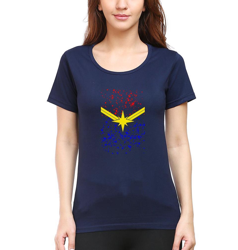 Captain marvel Womens Half Sleeves T-Shirts-FunkyTradition Half Sleeves T-Shirt FunkyTradition