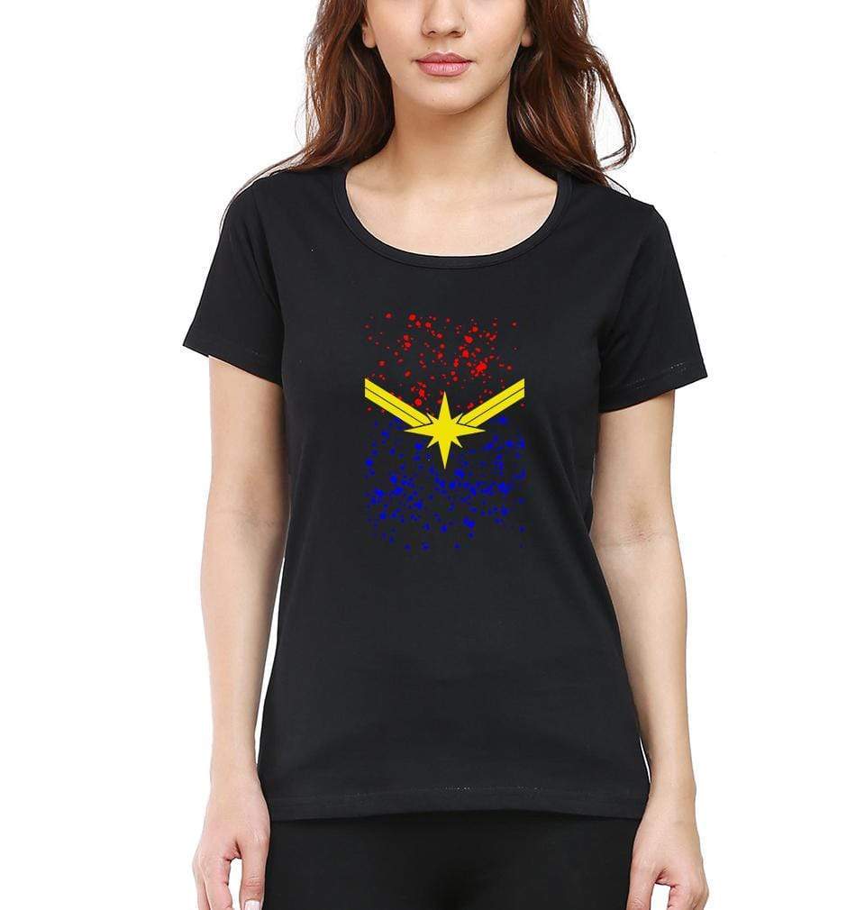 Captain marvel Womens Half Sleeves T-Shirts-FunkyTradition Half Sleeves T-Shirt FunkyTradition